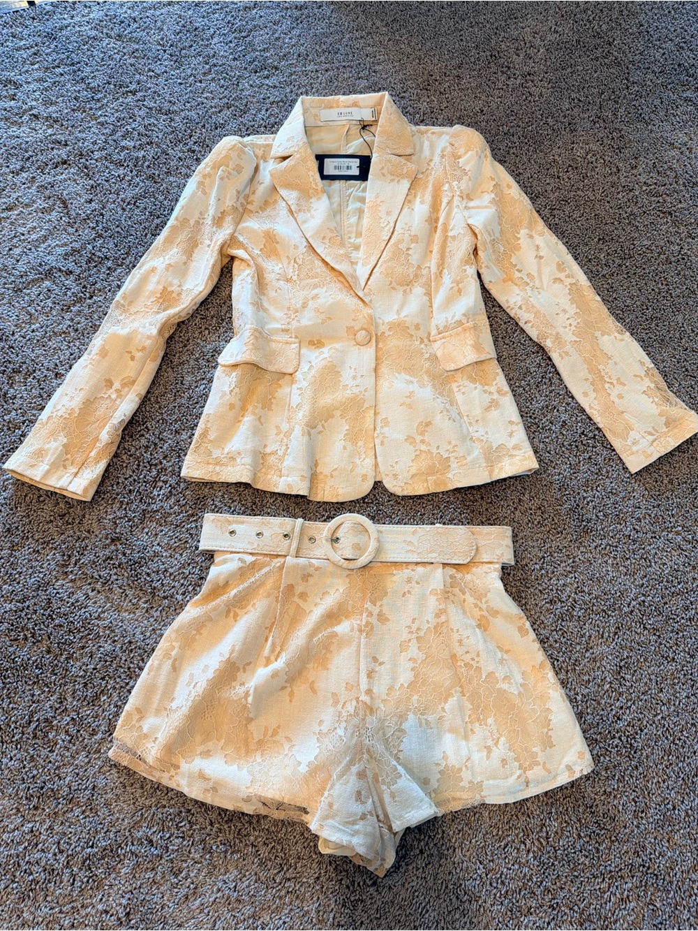 NWT EB Luxe Ivory Floral Jacquard Two-Piece Set